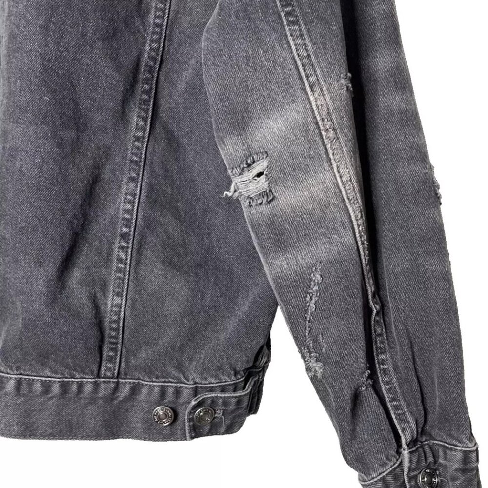 We Free People Distressed Denim Jean Jacket Oversized Y2K Streetwear Medium NWOT - Picture 3 of 10